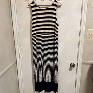 LOFT Mixed Stripes Cutout Twist Back Maxi Dress Medium‎ Black White Sleeveless